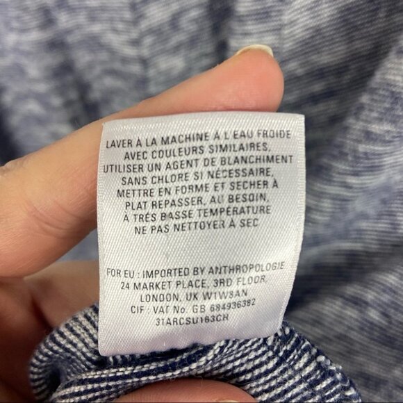 Anthropologie Deletta Pathed Seams Swing Top Heathered Grey Blue Size Medium M - Picture 7 of 10